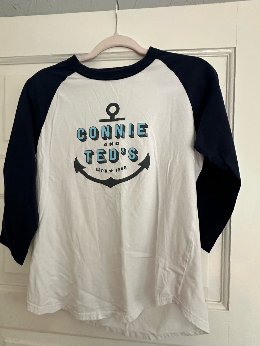 Sport-Tek White & Navy Raglan Anchor Tee for Kids
